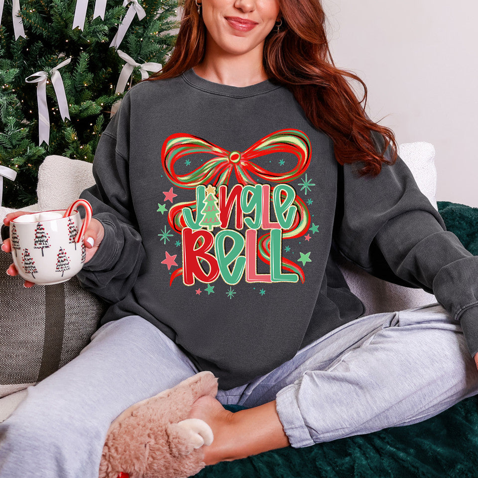 Jingle Bell Bow Gold Sparkle