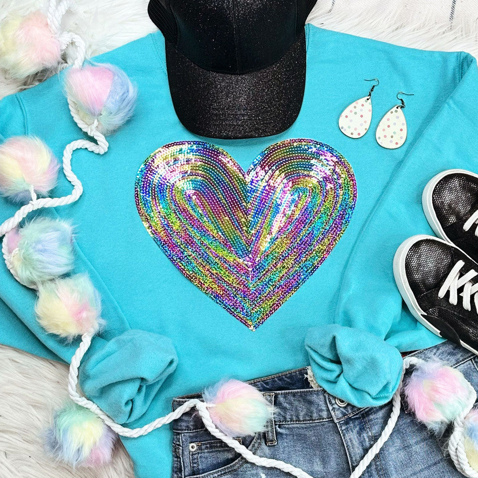 SEQUIN Rainbow Heart