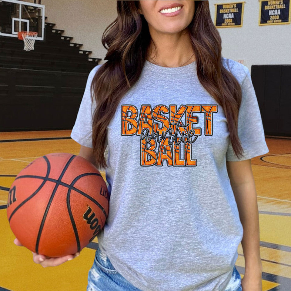 Basketball Names Faux Embroider Look