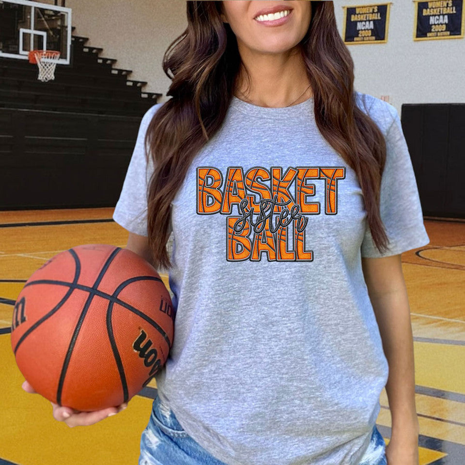 Basketball Names Faux Embroider Look
