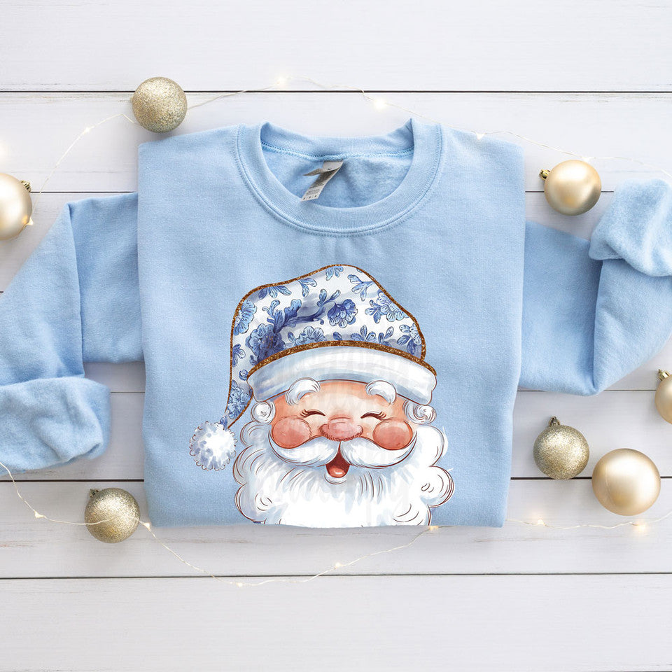 Blue Floral Santa