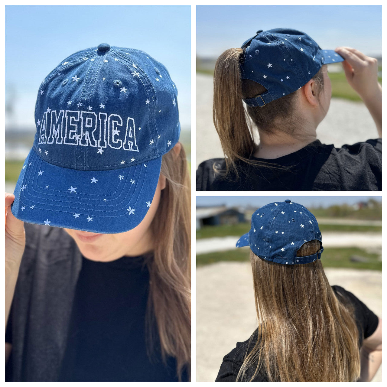 EMBROIDERED America with Stars Hat