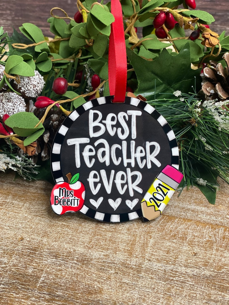 Best Teacher Chalkboard Ornament