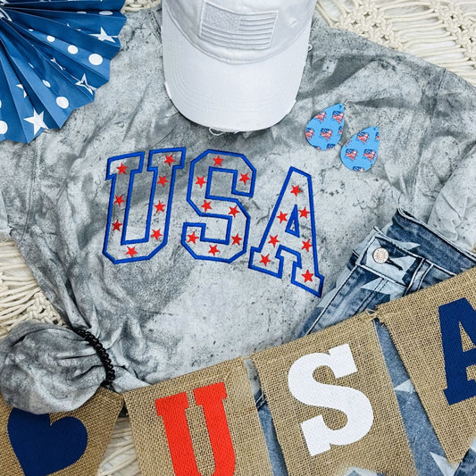 Dyed EMBROIDERED USA Tee