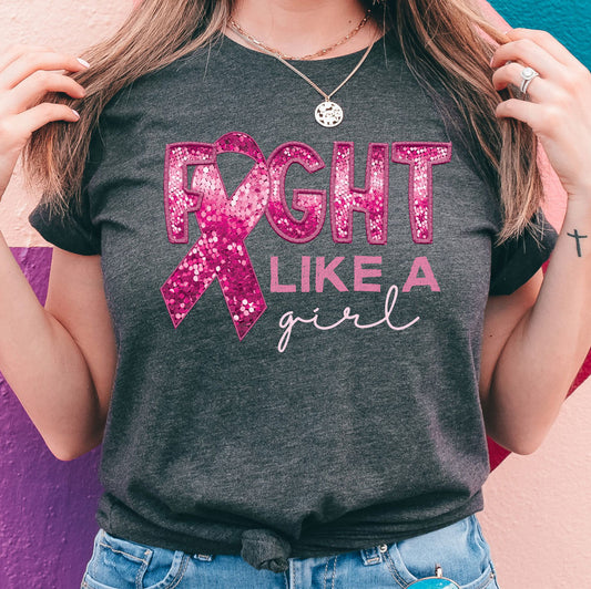 Fight Like a Girl Faux Sequin