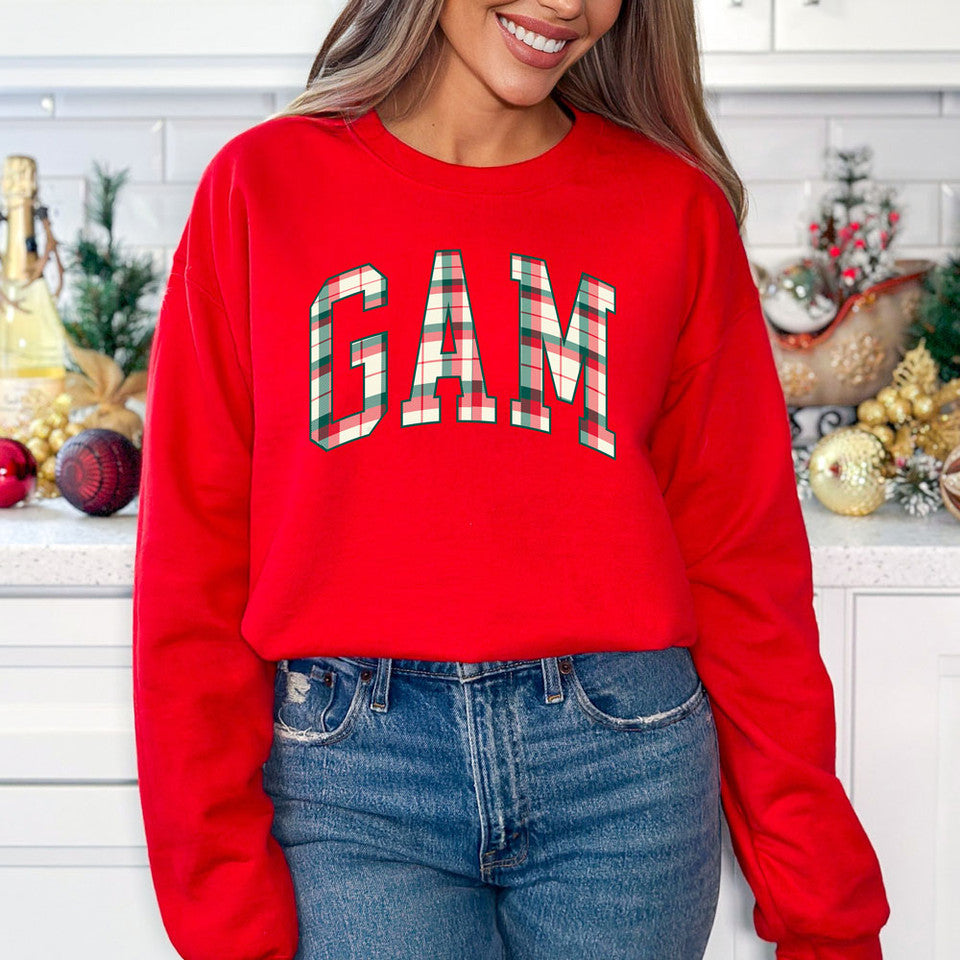 Christmas Plaid Name CREWNECK SWEATSHIRT