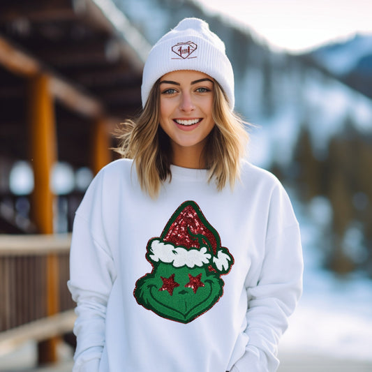 Grumpy Green Guy CHENILLE & SEQUIN