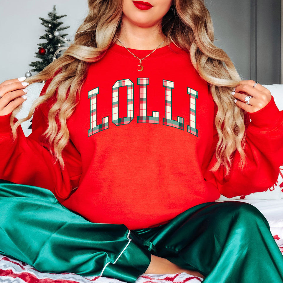 Christmas Plaid Name CREWNECK SWEATSHIRT