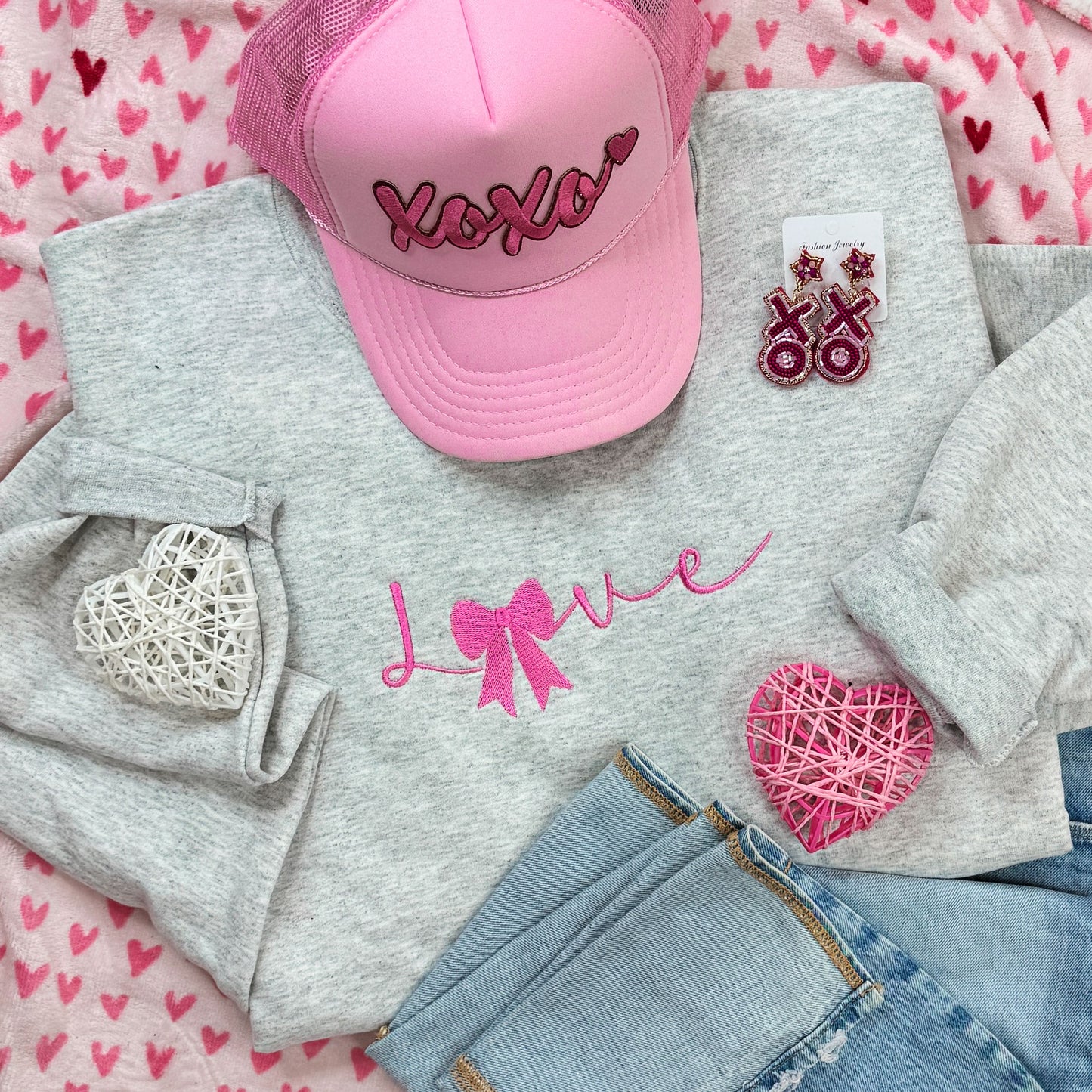 EMBROIDERED Love Coquette Bow Sweatshirt