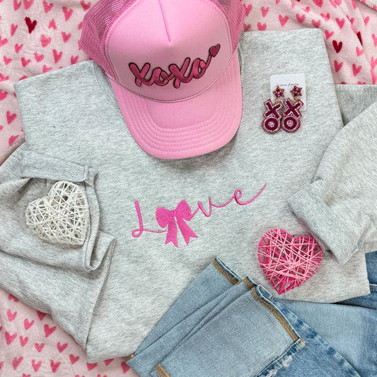 EMBROIDERED Love Coquette Bow Sweatshirt