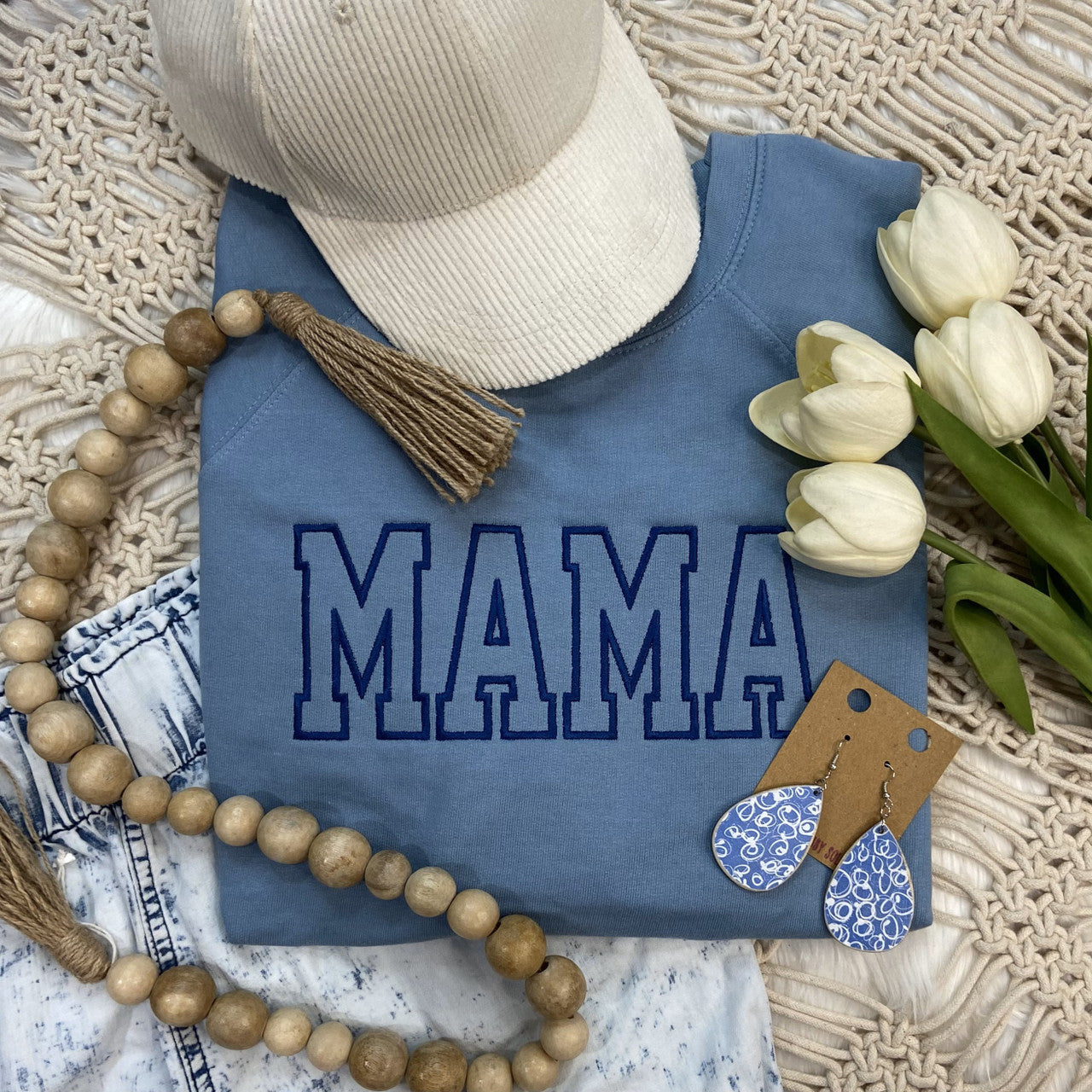 MAMA EMBROIDERED Crewneck Sweatshirt