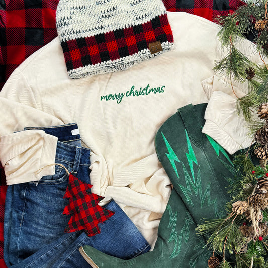 EMBROIDERED Cursive Merry Christmas