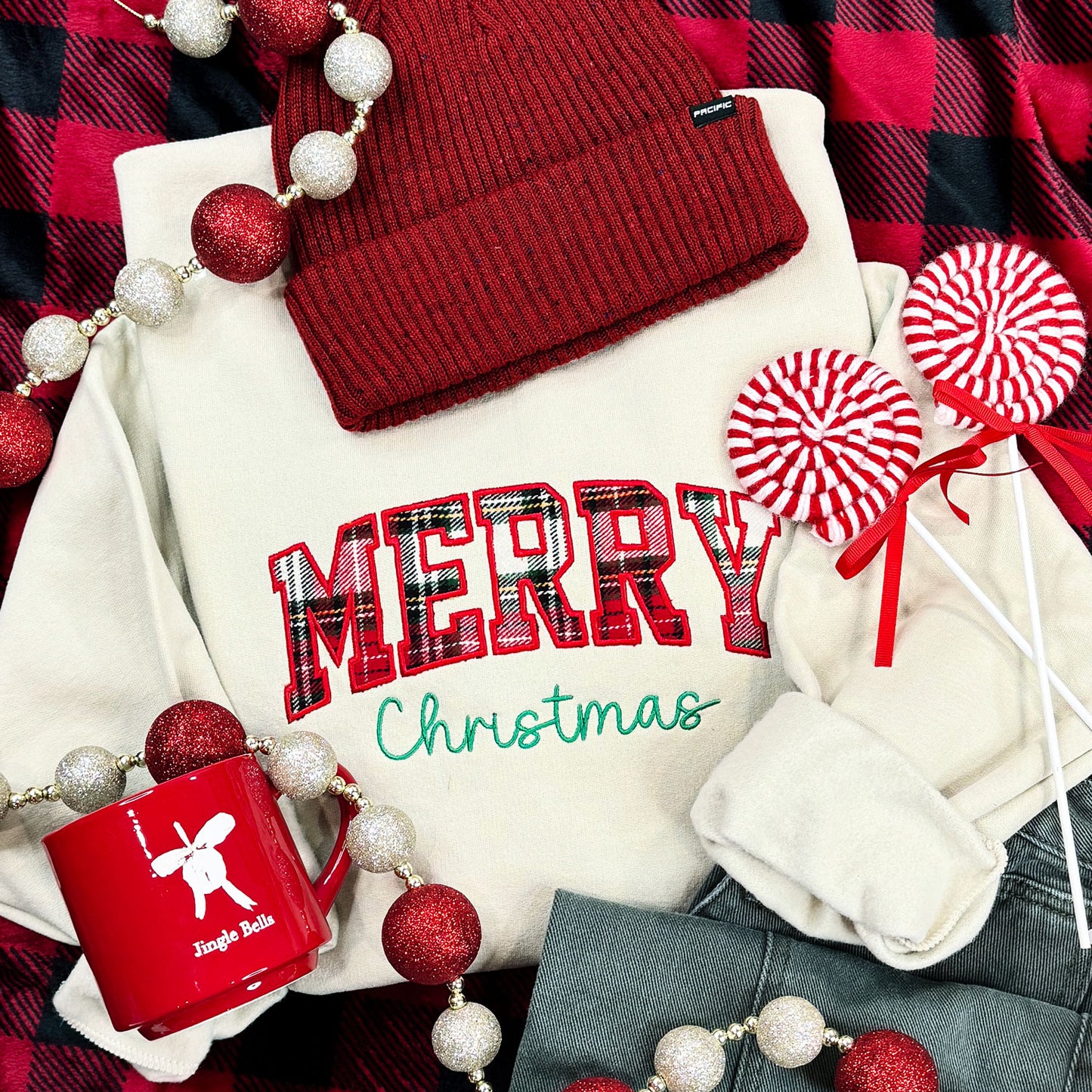 EMBROIDERED Merry Christmas Applique