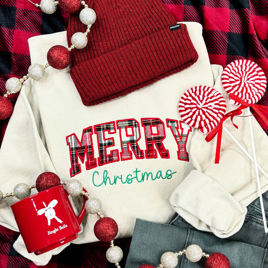 EMBROIDERED Merry Christmas Applique