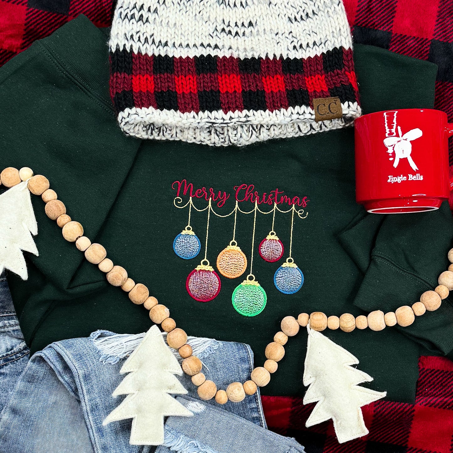 EMBROIDERED Merry Christmas Ornaments