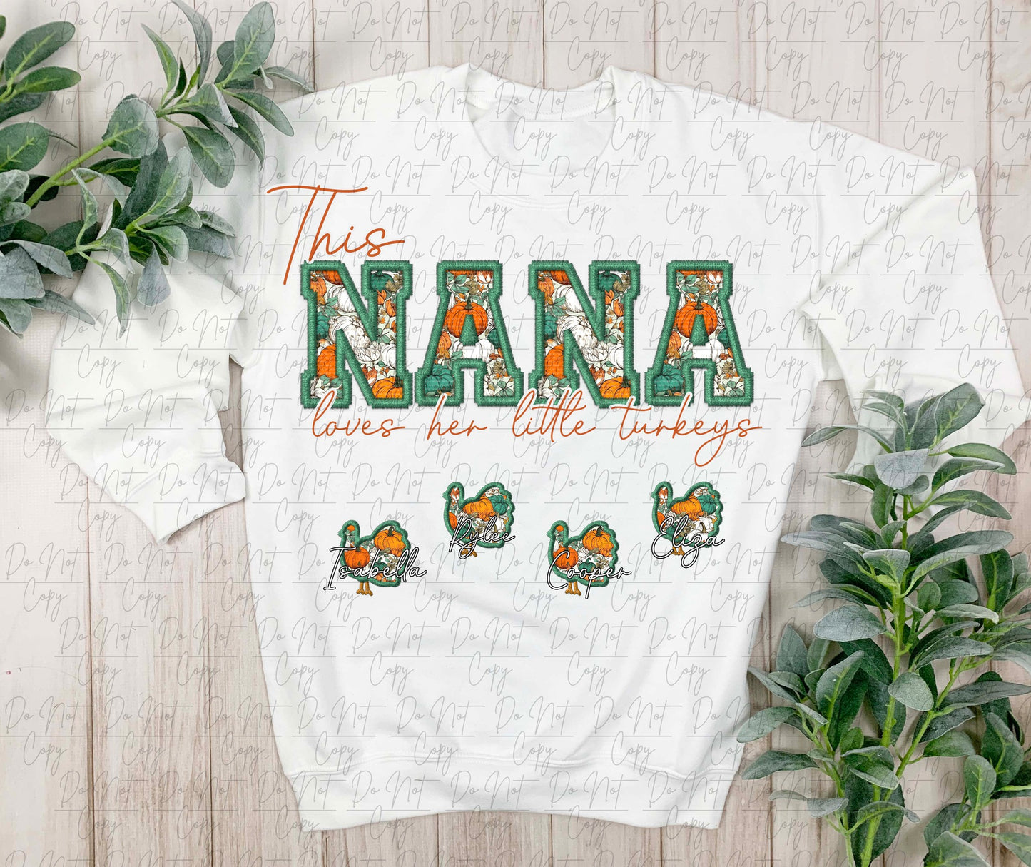 Fall Print Faux Embroidery