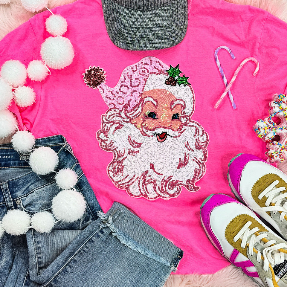 SEQUIN Pink Santa