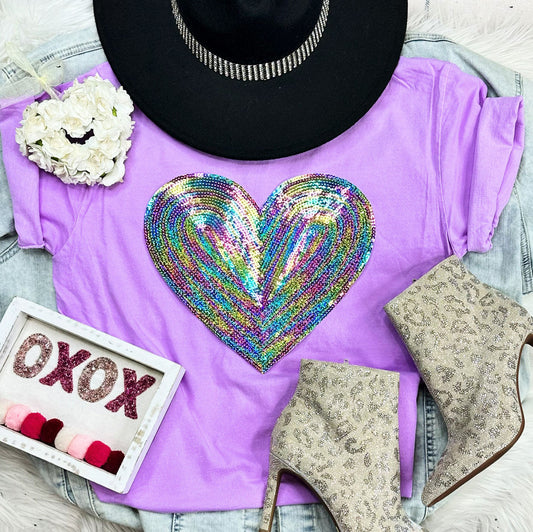 SEQUIN Rainbow Heart