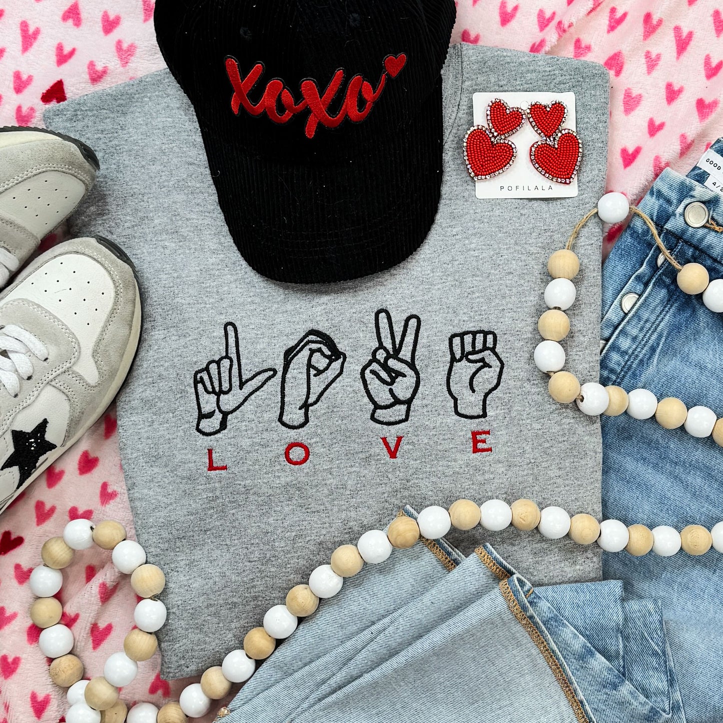 EMBROIDERED Sign Language Love Sweatshirt