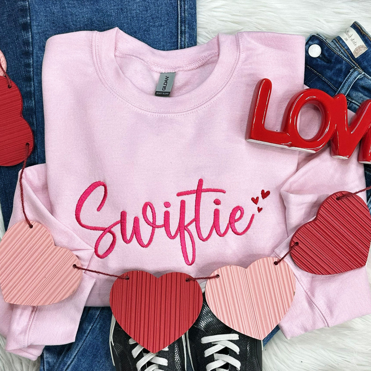 EMBROIDERED Pink Swiftie Crewneck Sweatshirt