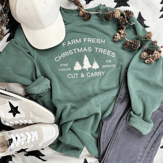 EMBROIDERED Farm Fresh Christmas Alpine Crewneck Sweatshirt