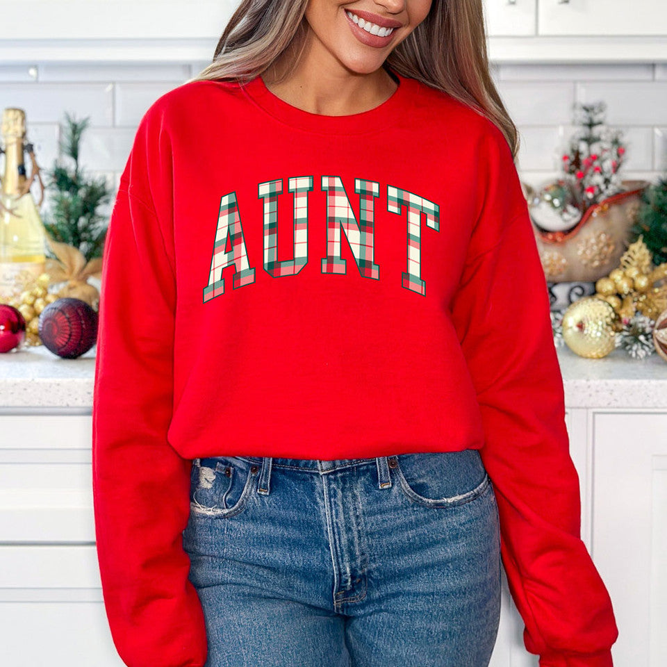 Christmas Plaid Name CREWNECK SWEATSHIRT