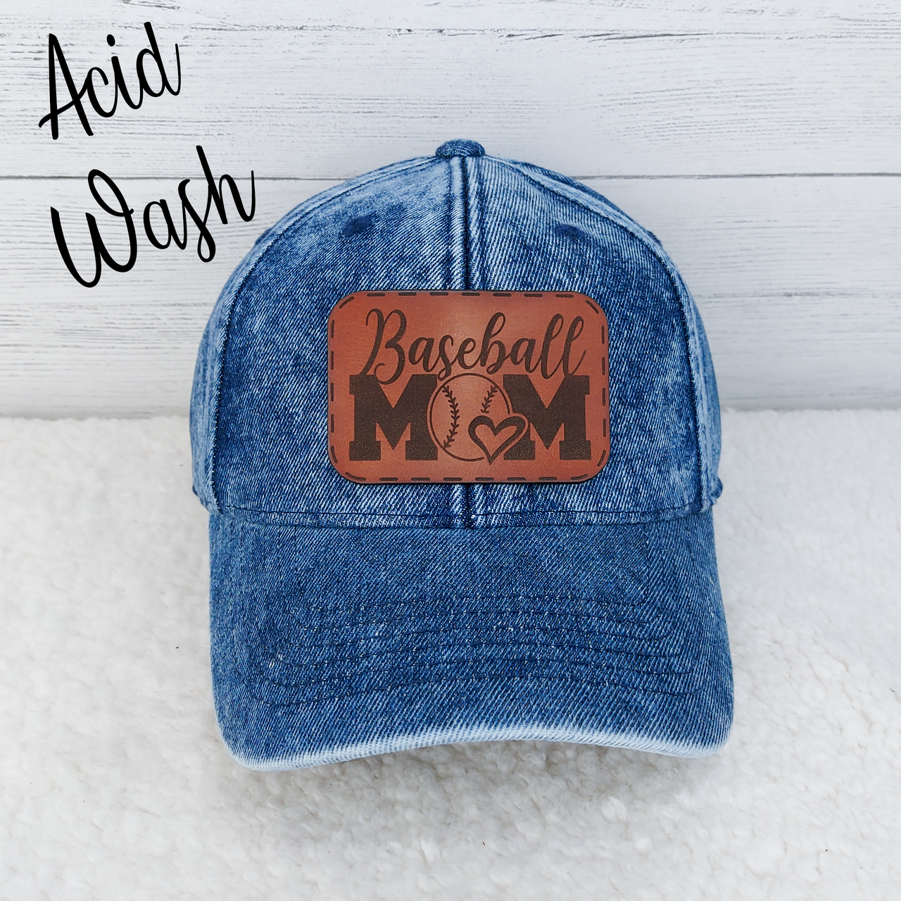 Baseball Mom Leather Patch Hat