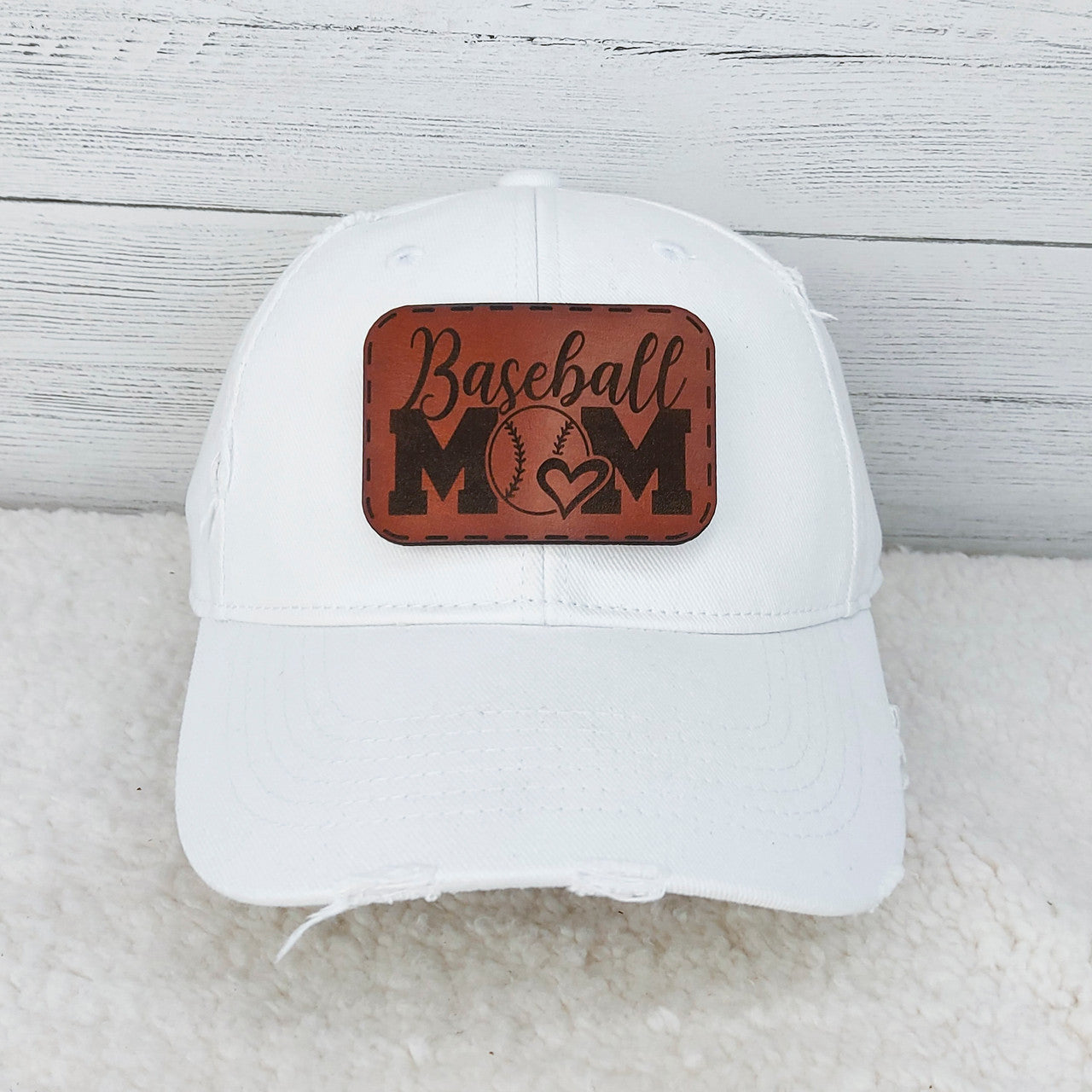 Baseball Mom Leather Patch Hat