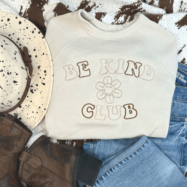 EMBROIDERED Be Kind Club Crewneck Sweatshirt