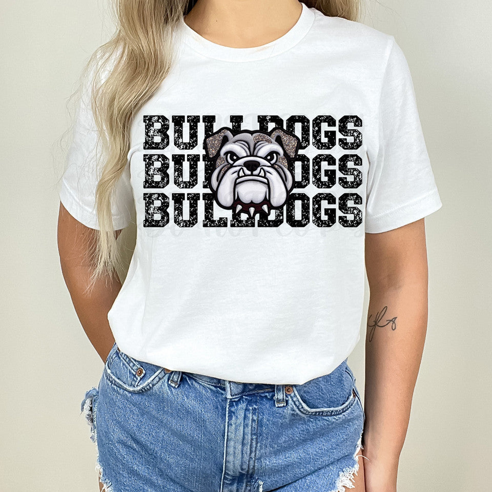 Distressed Mascot Stacked Faux Embroidery