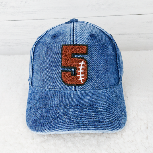 Custom CHENILLE Football Number Hat