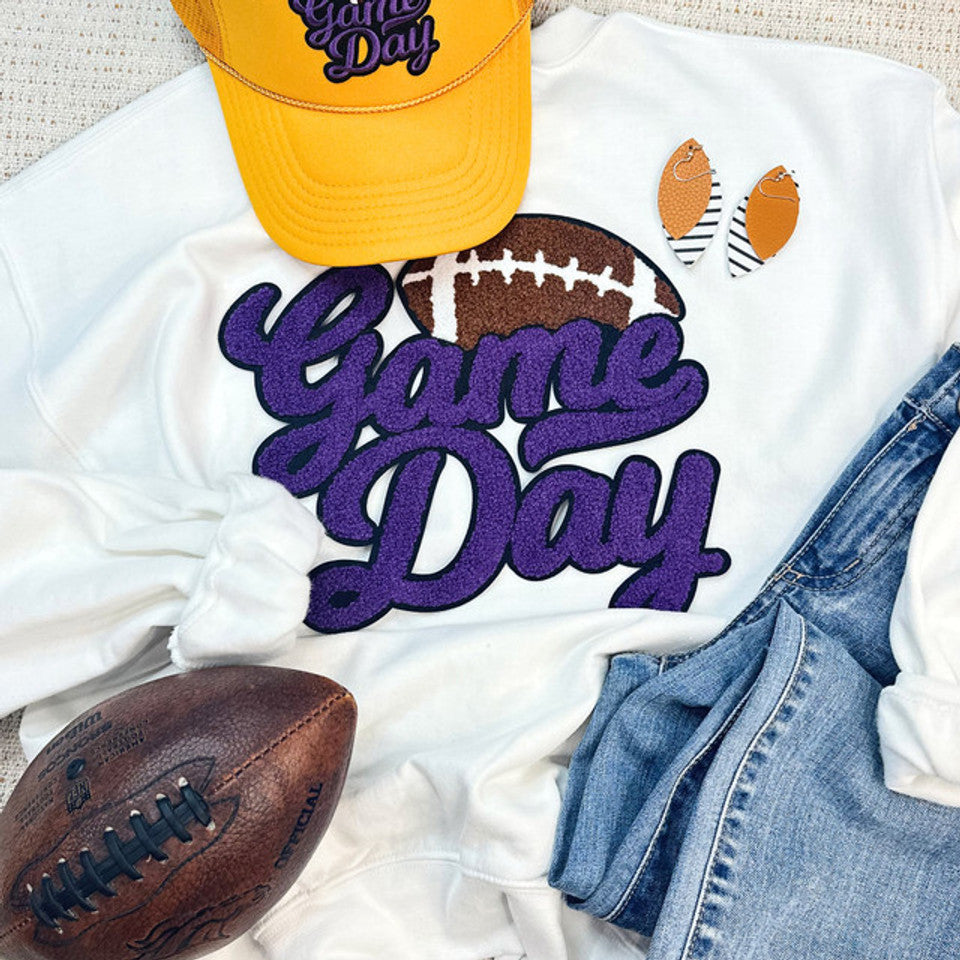 CHENILLE Football Team Color Game Day Sweatshirt