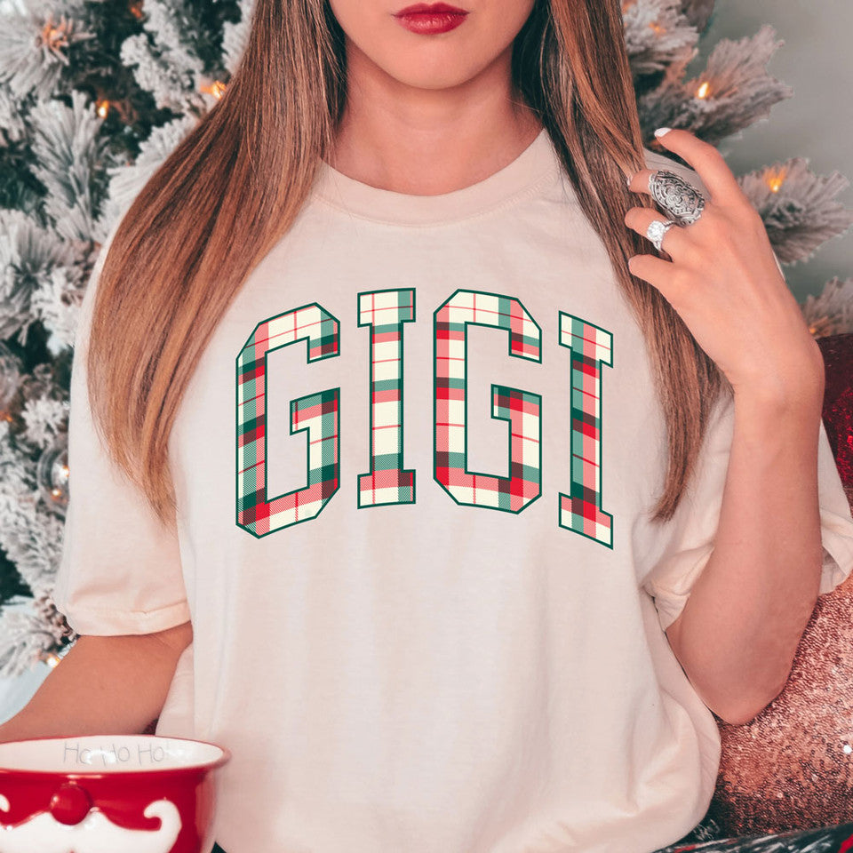 Christmas Plaid Name CREWNECK SWEATSHIRT