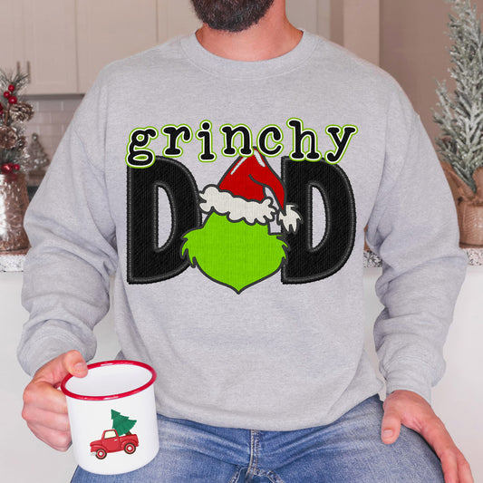 Green Guy Dad- Faux Embroider Effect