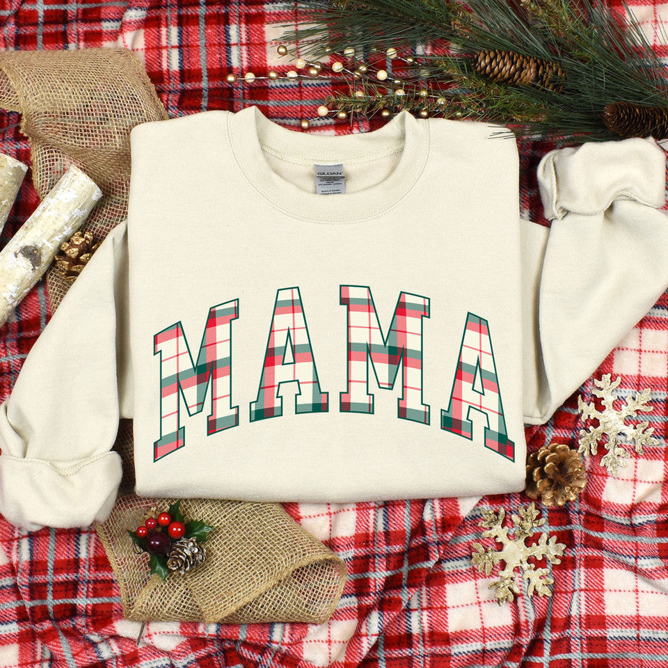 Christmas Plaid Name CREWNECK SWEATSHIRT