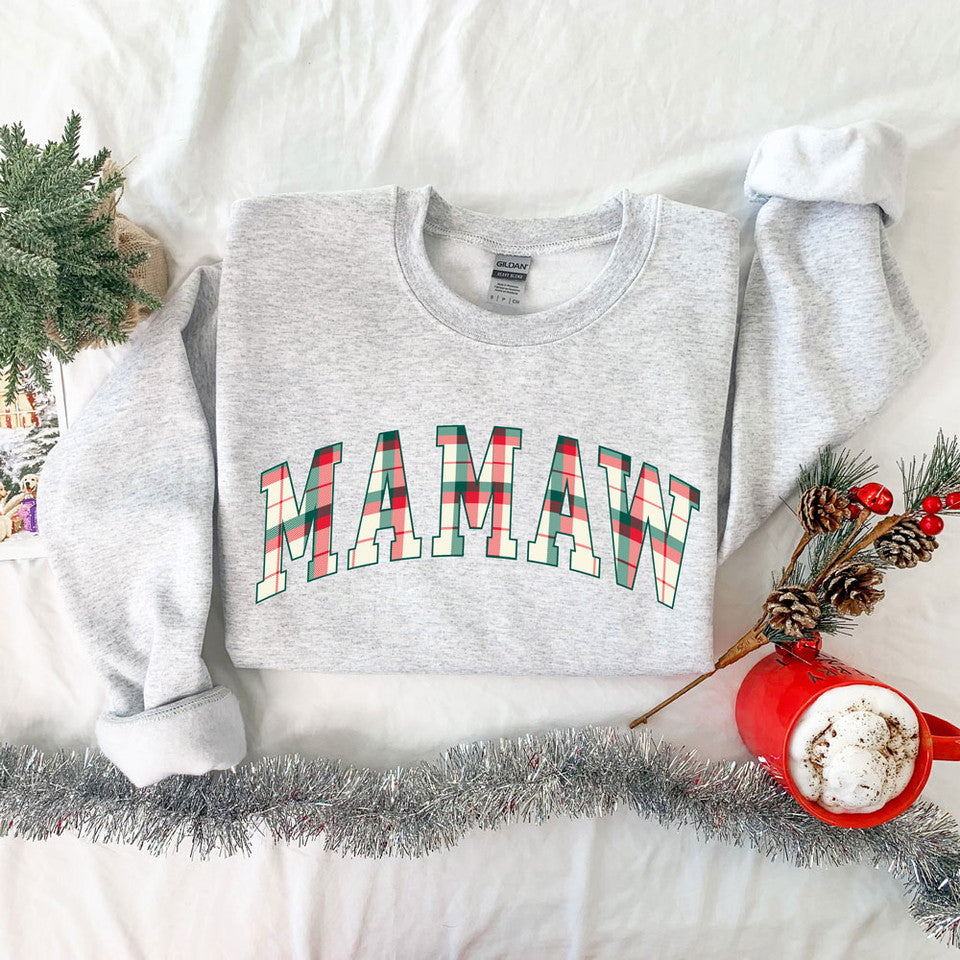 Christmas Plaid Name CREWNECK SWEATSHIRT