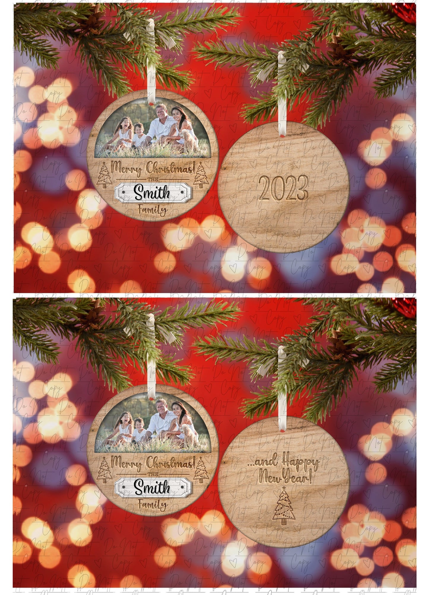 Merry Christmas Faux Wooden Ornament