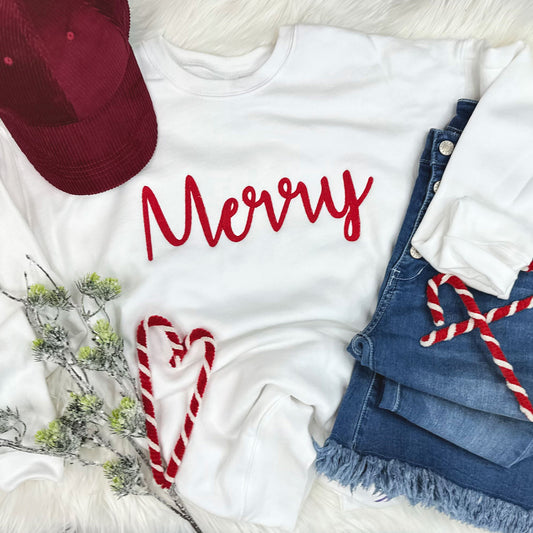 EMBROIDERED Merry Crewneck Sweatshirt