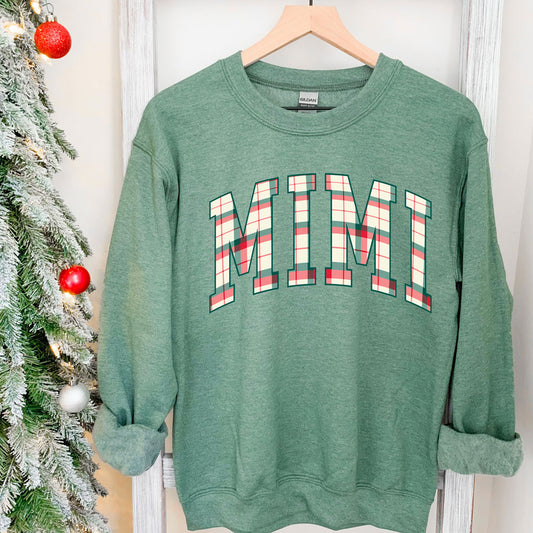 Christmas Plaid Name CREWNECK SWEATSHIRT