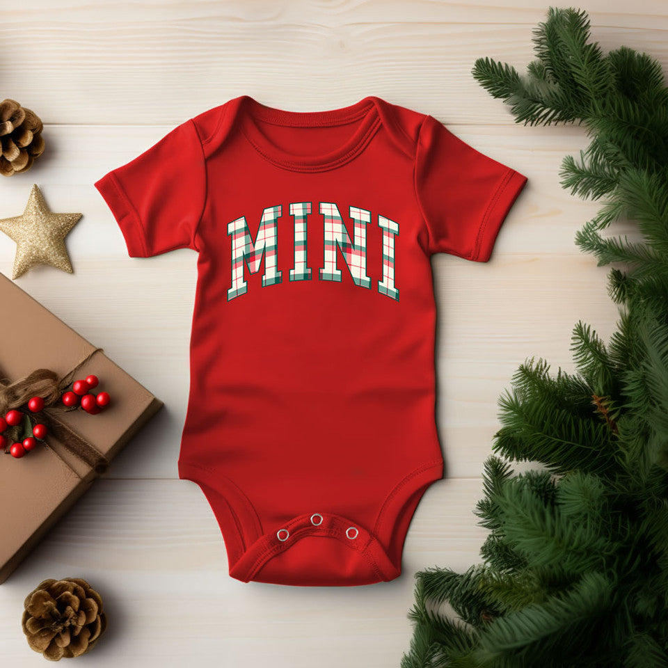 Christmas Plaid Name SHORT SLEEVE ONESIE