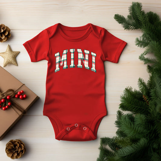 Christmas Plaid Name SHORT SLEEVE ONESIE