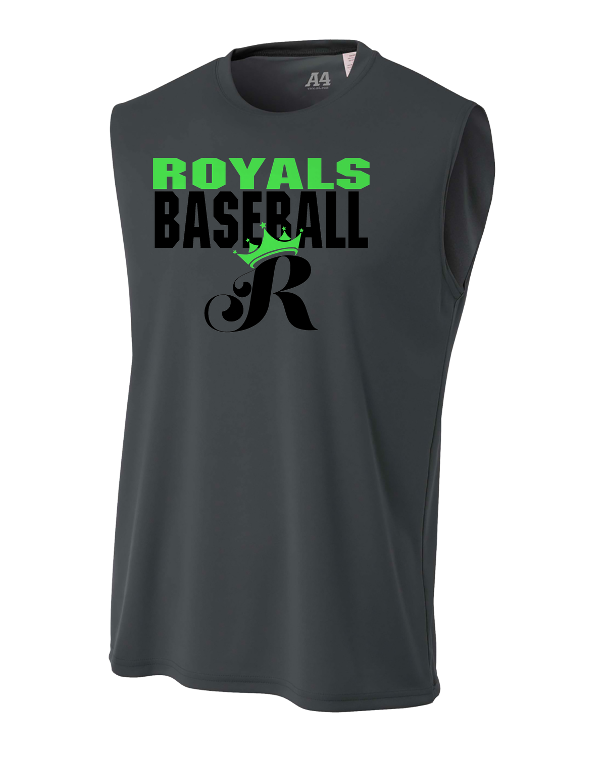 Royals Black & Green Stacked Design on Charcoal