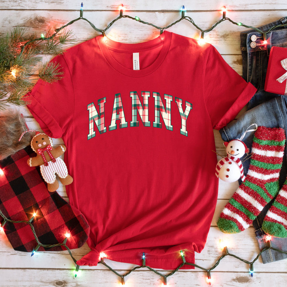 Christmas Plaid Name SHORT SLEEVE TSHIRT