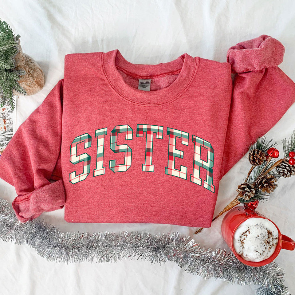 Christmas Plaid Name CREWNECK SWEATSHIRT