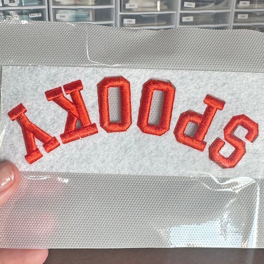 Embroidered Spooky Puff Upside Down Pocket Patch