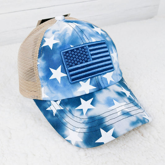 Tie Dye Star Hat with US Flag